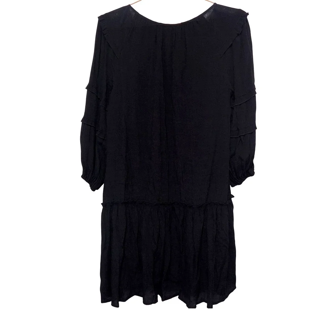 HARPER 241 Black Pleated Ruffle Tiered Dress Women's Size‎ M